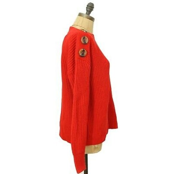 Philosophy Dolman Sweater Top Size XS Boat Neck Shoulder Buttons Red NWT B18 - Picture 4 of 6